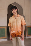 Mustard Embroidered Cuban Collar Shirt Camel