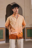 Mustard Embroidered Cuban Collar Shirt Camel