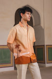 Mustard Embroidered Cuban Collar Shirt Camel