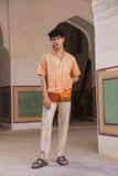 Mustard Embroidered Cuban Collar Shirt Camel