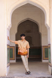 Mustard Embroidered Cuban Collar Shirt Camel