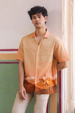 Mustard Embroidered Cuban Collar Shirt Camel