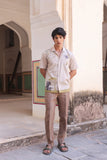 Ivory Embroidered Cuban Collar Shirt Elephant