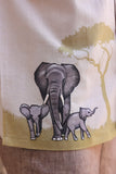 Ivory Embroidered Cuban Collar Shirt Elephant