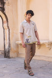Ivory Embroidered Cuban Collar Shirt Elephant
