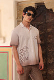 Light Brown Embroidered Cuban Collar Shirt Horse