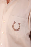 Light Brown Embroidered Cuban Collar Shirt Horse