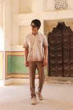 Light Brown Embroidered Cuban Collar Shirt Horse