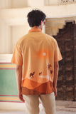 Mustard Embroidered Cuban Collar Shirt Camel