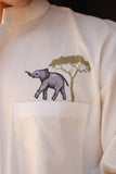 Ivory  Embroidered Kurta Shirt Elephant