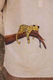 Ivory Embroidered Kurta Shirt Leopard