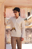 Ivory Embroidered Kurta Shirt Leopard