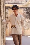 Ivory Embroidered Kurta Shirt Leopard