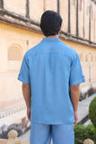 Light Blue Denim Cuban Collar Shirt
