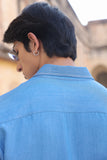 Light Blue Denim Cuban Collar Shirt