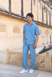 Light Blue Denim Cuban Collar Shirt