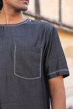 Black Crew Neck Denim T-Shirt