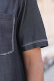 Black Crew Neck Denim T-Shirt