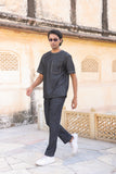 Black Crew Neck Denim T-Shirt