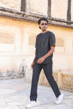 Black Crew Neck Denim T-Shirt