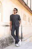 Black Crew Neck Denim T-Shirt