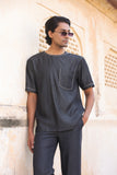 Black Crew Neck Denim T-Shirt