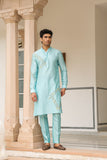 Gulzar Light Blue Abstract Embroidered Kurta Set