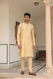 Gulzar Beige Floral Embroidered Neckline Kurta Set