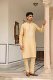 Gulzar Beige Floral Embroidered Neckline Kurta Set