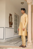 Gulzar Beige Floral Embroidered Neckline Kurta Set