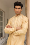 Gulzar Beige Floral Embroidered Neckline Kurta Set