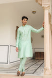 Gulzar Mint Green Placket Embroidered Kurta Set