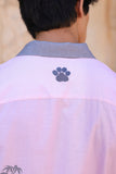 Pink Embroidered Cuban Collar Shirt Panda