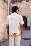 Yellow Embroidered Cuban Collar Shirt Lion