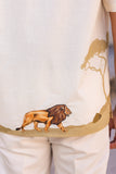 Yellow Embroidered Cuban Collar Shirt Lion