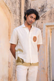 Yellow Embroidered Cuban Collar Shirt Lion