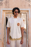 Yellow Embroidered Cuban Collar Shirt Lion