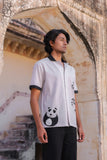 Ivory Embroidered Cuban Collar Shirt Panda