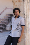 Ivory Embroidered Cuban Collar Shirt Panda
