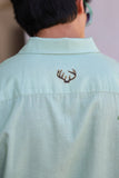Green Embroidered Cuban Collar Shirt Deer