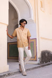 Mustard Embroidered Cuban Collar Shirt Horse