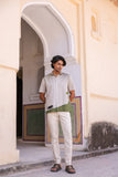 Ivory Embroidered Cuban Collar Shirt Panther