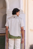 Ivory Embroidered Cuban Collar Shirt Panther