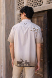 Ivory Embroidered Cuban Collar Shirt Deer