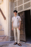 Ivory Embroidered Cuban Collar Shirt Deer