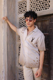Ivory Embroidered Cuban Collar Shirt Deer