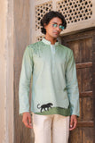 Green Embroidered Kurta Shirt Panther