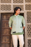 Green Embroidered Kurta Shirt Panther