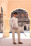 White Embroidered Kurta Shirt Horse