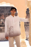 White Embroidered Kurta Shirt Horse
